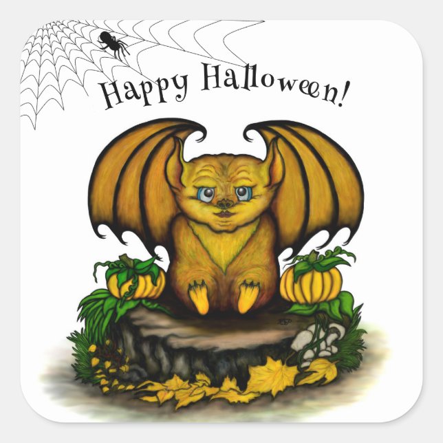  Cute Halloween Bat Square Sticker (Front)
