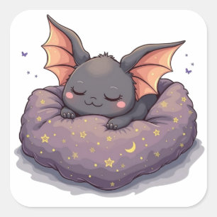 Cute Halloween Bat Taking a Bat Nap Sticker