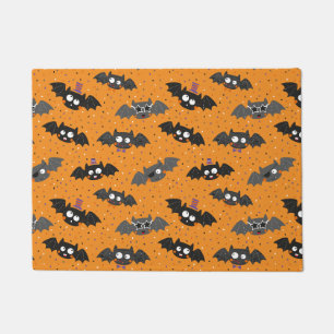 Cute Halloween Bats with Confetti and Hats Doormat