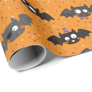 Cute Halloween Bats with Sunglasses and Hats Wrapping Paper