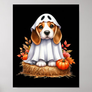 Cute Halloween Beagle Dog As Ghost Dog Owner Dogs Poster
