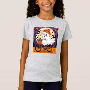 Cute Halloween Biker Ghost Kids Shirt