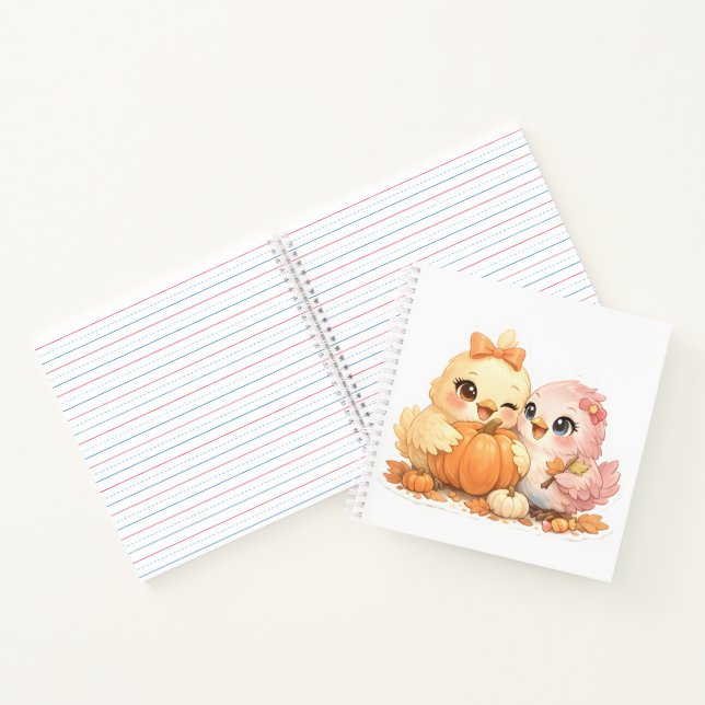 Cute Halloween Birds Pumpkin Notepad Notebook (Inside)