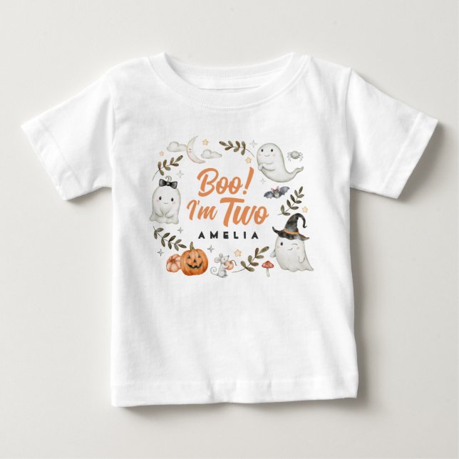 Cute Halloween Birthday Boo! I'm Two Baby T-Shirt (Front)