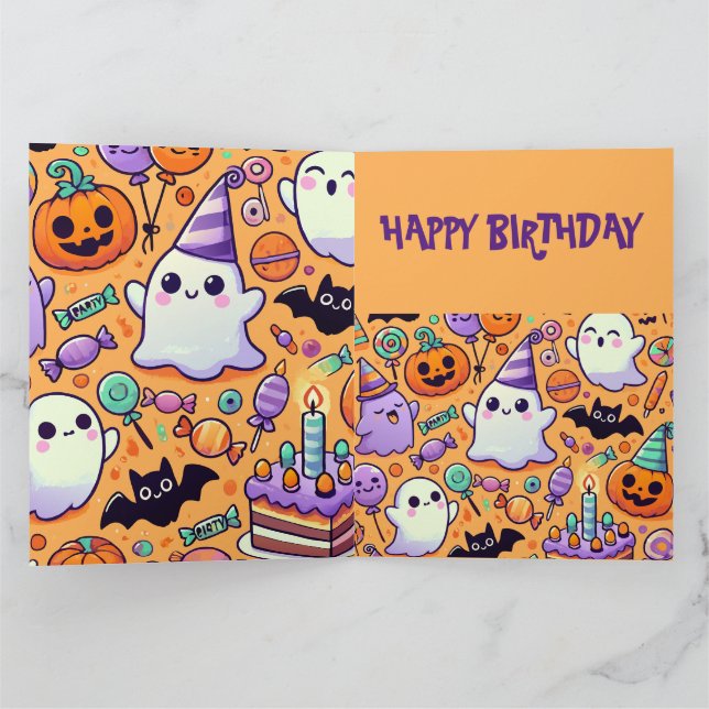 Cute Halloween Birthday Greeting card (Inside)