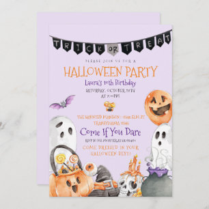 Cute Halloween Birthday Invitation