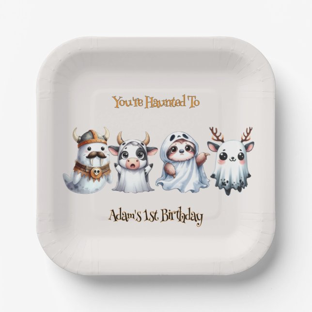 Cute Halloween Birthday Paper Plate (Front)