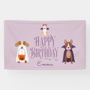 Cute Halloween Birthday Party Banner Spooky Dog