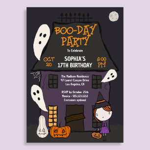 Cute Halloween Birthday Party Haunted House Invitation