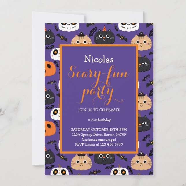 Cute Halloween  Birthday Party Invitation  (Front)