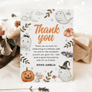 Cute Halloween Birthday Thank You Card