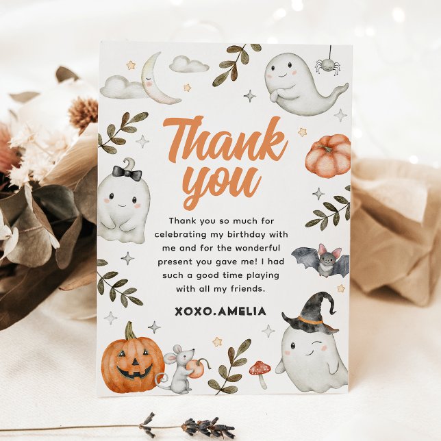 Cute Halloween Birthday Thank You Card (Creator Uploaded)