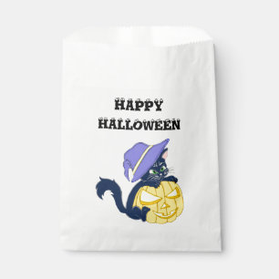 Cute Halloween Black Cat and Pumpkin Favour Bags