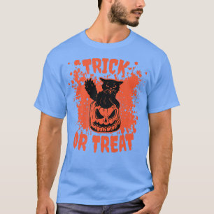 Cute Halloween Black Cat and Pumpkin For Kids and  T-Shirt
