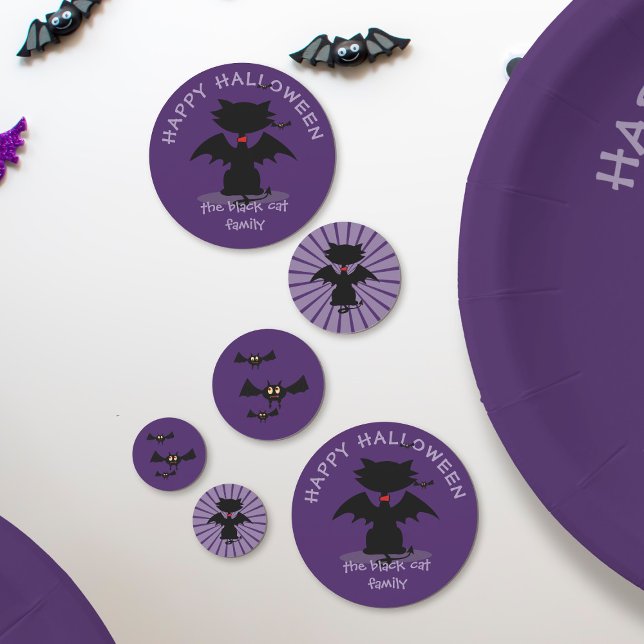 Cute Halloween Black Cat Bat Wings Custom Confetti (Cute Halloween confetti to sprinkle on your party table. Just add your name )