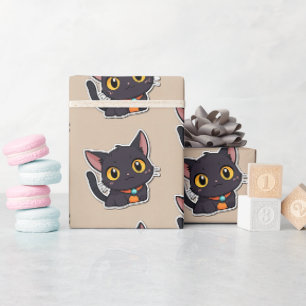 Cute Halloween Black Cat - Children's Gift Wrapping Paper