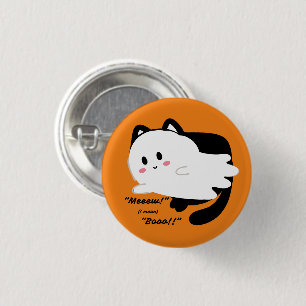 Cute Halloween Black Cat Ghost Boo 3 Cm Round Badge
