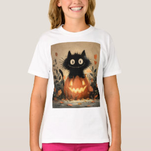 Cute Halloween Black Cat on a Jack-o'-Lantern T-Shirt