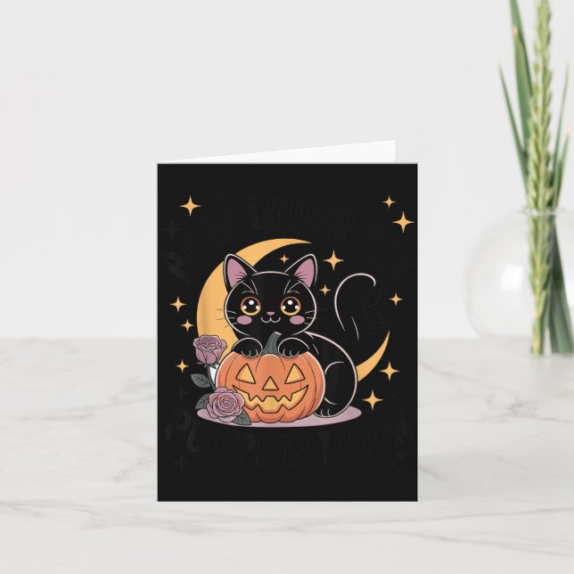 Cute Halloween Black Cat Pastel Goth Witchy Card (Front)