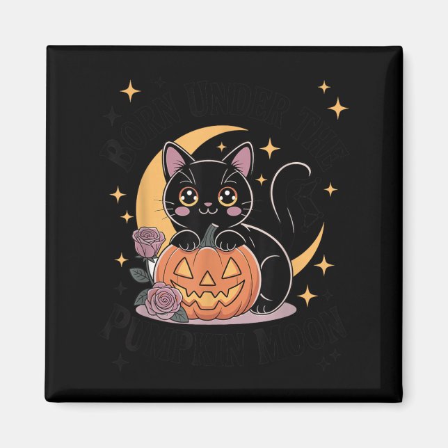 Cute Halloween Black Cat Pastel Goth Witchy Magnet (Front)