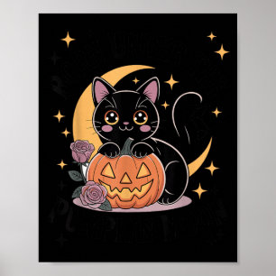 Cute Halloween Black Cat Pastel Goth Witchy Poster