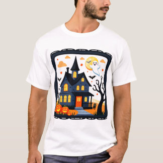 Cute Halloween Black Cat & Pumpkin Spooky Kids Des T-Shirt