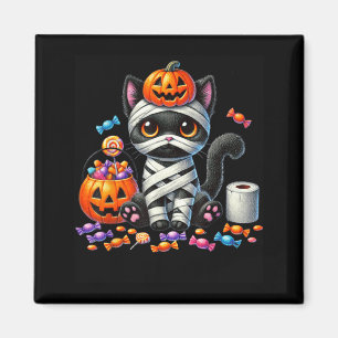 Cute Halloween Black Cat Pumpkin Trick Or Treat Magnet