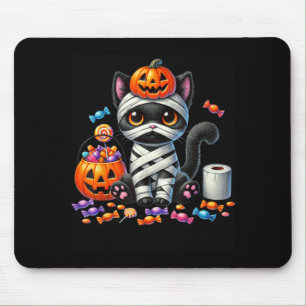 Cute Halloween Black Cat Pumpkin Trick Or Treat Mouse Pad