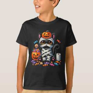 Cute Halloween Black Cat Pumpkin Trick Or Treat T-Shirt