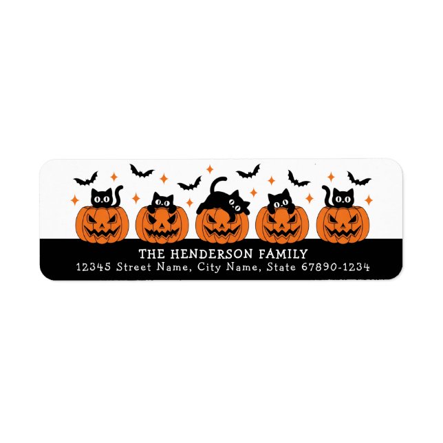 Cute Halloween Black Cat Return Address Labels (Front)