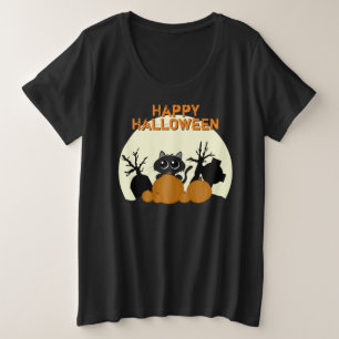 Cute Halloween Black Cat Spooky Plus Size T-Shirt