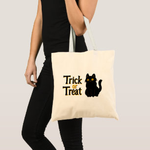 Cute Halloween Black Cat Trick or Treat Tote Bag