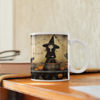 Cute Halloween Black Cat & Witch 14 Mug