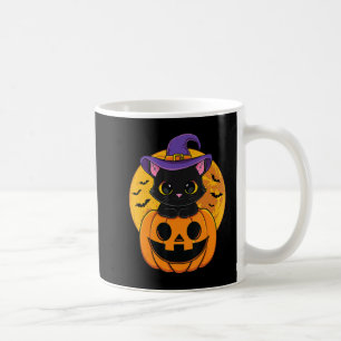 Cute Halloween Black Cat Witch Hat Pumpkin For Kid Coffee Mug