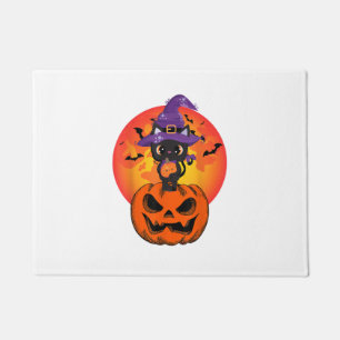 Cute Halloween Black Cat Witch Hat Pumpkin For Kid Doormat
