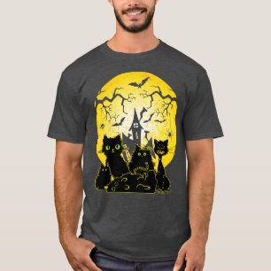 Cute Halloween Black Cat Witch Hat Pumpkin For Kid T-Shirt