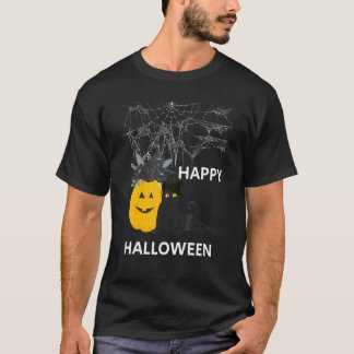 Cute Halloween Black Cat Witch Hat Pumpkin For Kid T-Shirt