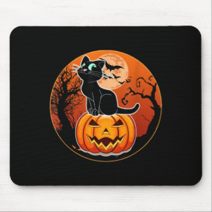 Cute Halloween Black Cat Witch Hat Pumpkin For Mouse Pad