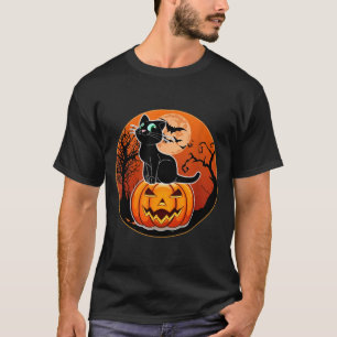 Cute Halloween Black Cat Witch Hat Pumpkin For T-Shirt