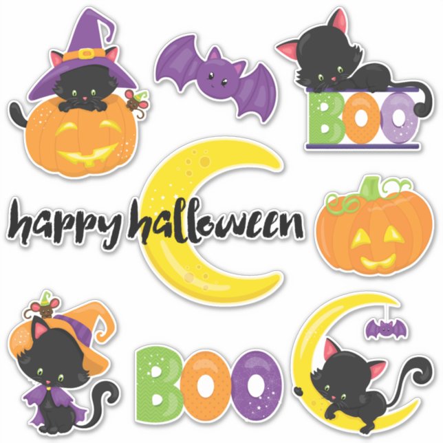 Cute Halloween Black Cats Contour (Front)