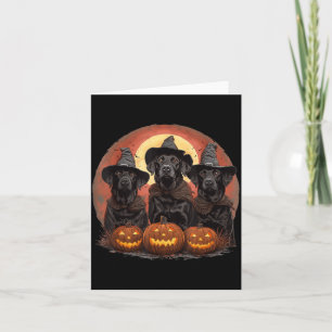 Cute Halloween Black Labrador Retriever Dogs Witch Card
