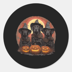 Cute Halloween Black Labrador Retriever Dogs Witch Classic Round Sticker