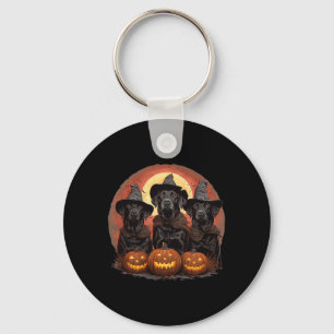 Cute Halloween Black Labrador Retriever Dogs Witch Key Ring