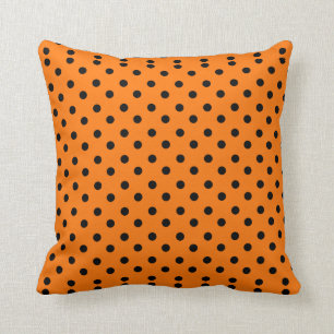Cute Halloween Black Polka Dots Orange Cushion