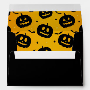 Cute Halloween Black Pumpkins & Bats Pattern Envelope