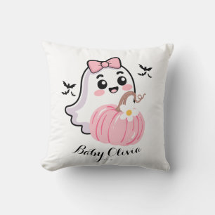 cute halloween blanket , ghost pink bow pumpkin cushion