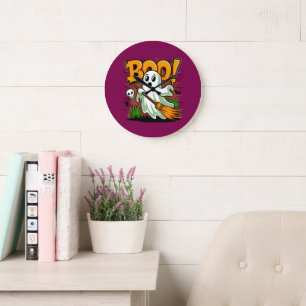 Cute Halloween Boo Ghost  Large Clock