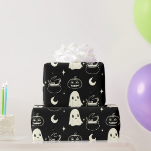Cute Halloween Boo Ghost Pattern Wrapping Paper