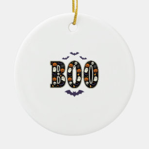 Cute Halloween Boo Ghost Pumpkin Design Ceramic Tree Decoration