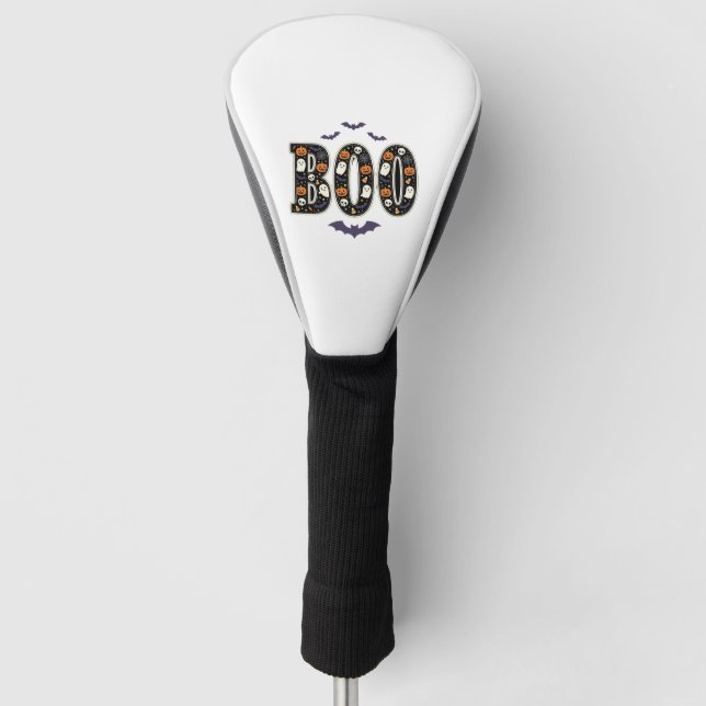 Cute Halloween Boo Ghost Pumpkin Design Golf Head Cover (Front)
